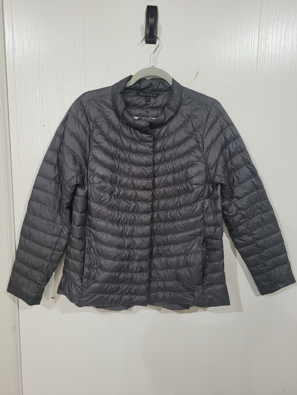 Athleta Womens Downkind Quilted Lightweight Puffer Jacket - Charcoal Size Medium